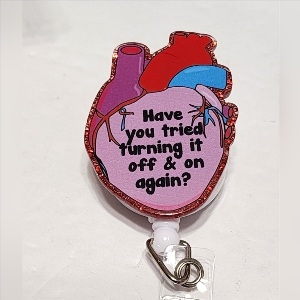 Medical Heart Funny Badge Reel Nurse ID Gift Coworker‎ Stocking Stuffer